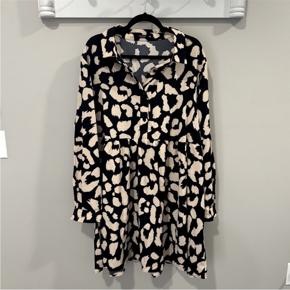 4XL Animal Print Collared Dress